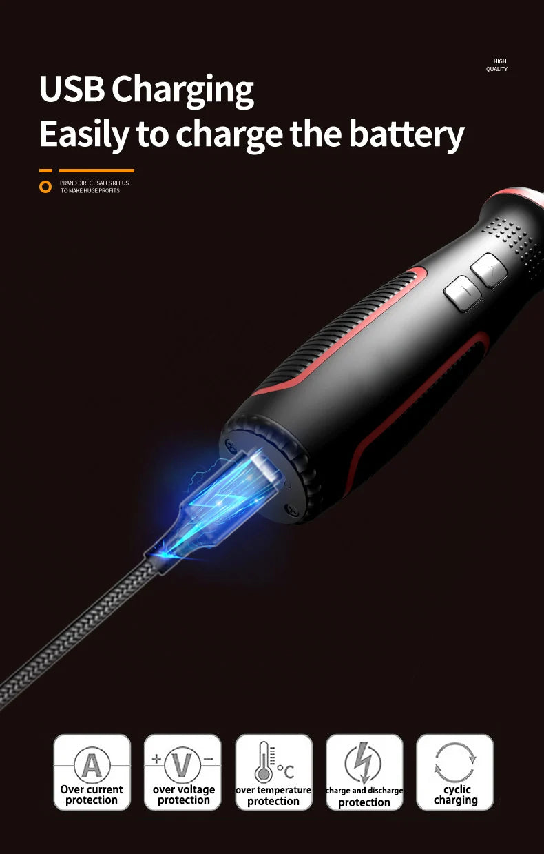 Maizhe USB Rechargeable 3.6V Electric Screwdriver With LED Light Cordless Mini Power Tools Multipurpose For DIY Household