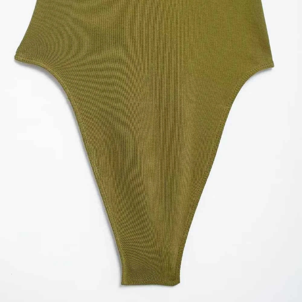 Skinny Ribbed Bodysuits for Women, O Neck, Straps, Snap-Button, Female Playsuits, Sexy Fashion