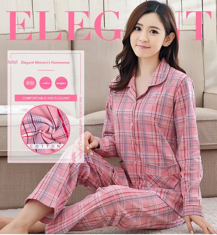 100% Pure Cotton Long Sleeve Sleepwear Set for Elderly Women Spring Summer Autumn Home Clothes Outwear Comfortable Home Suit