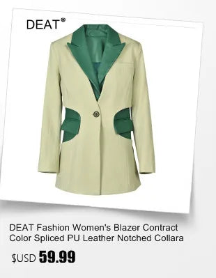 DEAT 2024 New autumn Turn-down Collar Full Sleeves Metal Beaded No Buttons Short jackets Female Single Suit WF18501L Black