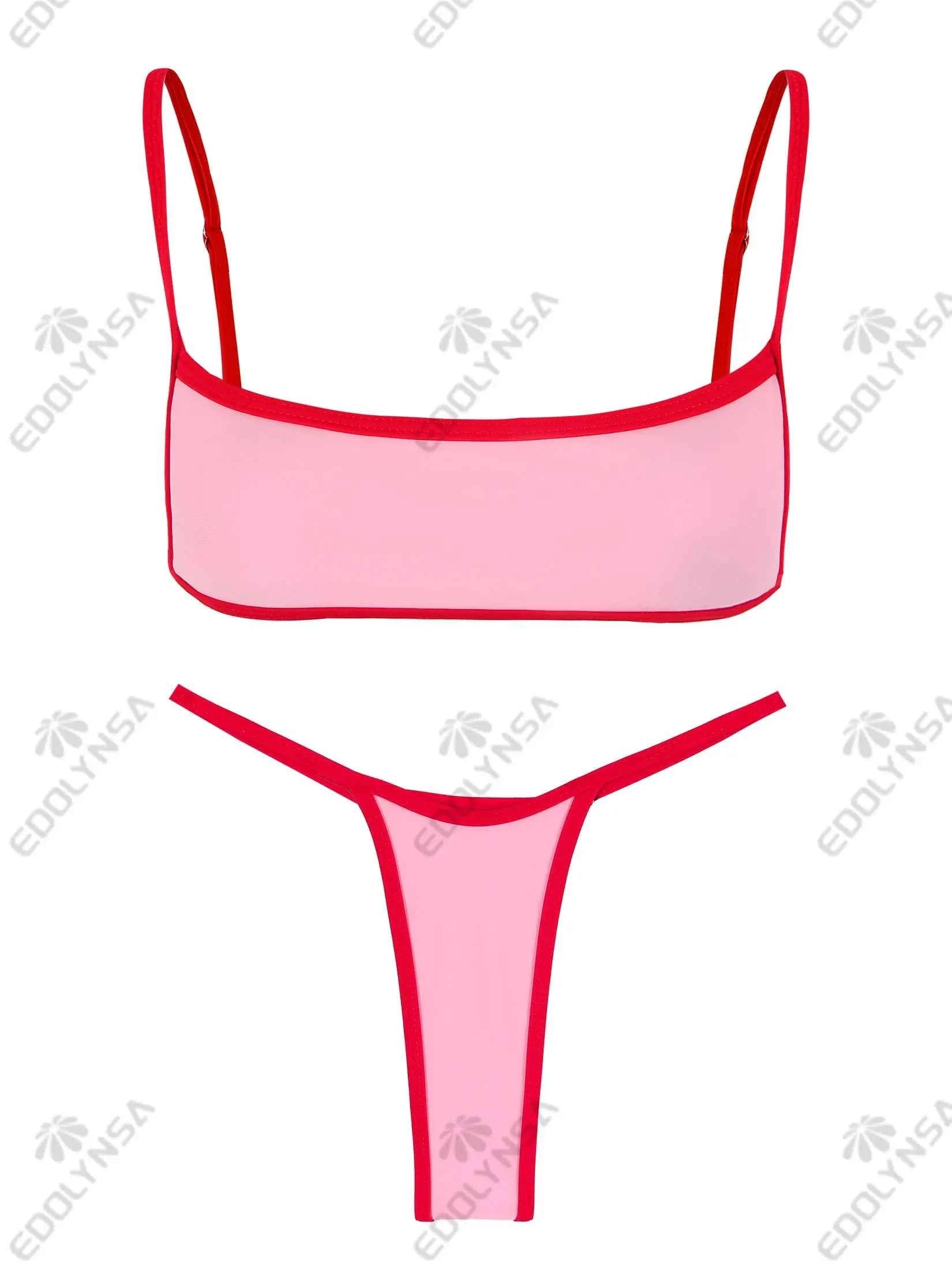 Block Color Micro Bikini 2025 Cute Swimsuit Brazil Female Bathing Suit Beachwear Monokini High Cut Biquini Vacation Wear K163