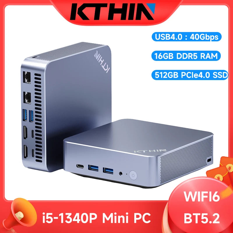 Mini PC Computer i5-1340P WIFI6 BT5.2 Mini Gaming PC 2.5G LAN USB4.0 32GB DDR5 4800MHz PCIe SSD Mini Desktop Computer/ OpenClaw