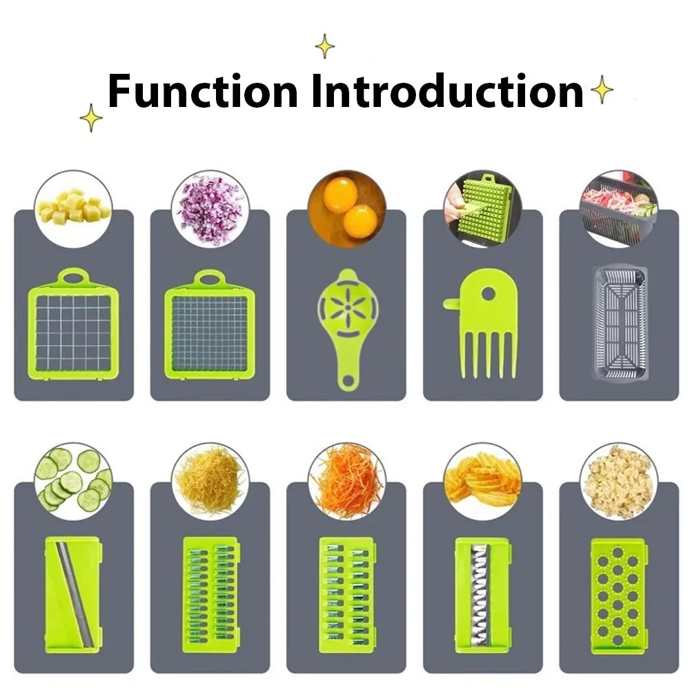 2026 Best-seller 16 IN 1 Multifunctional Vegetable Chopper Handle Food Grater Egg Liquid Separator Peeler Vegetable Slicer Dicer