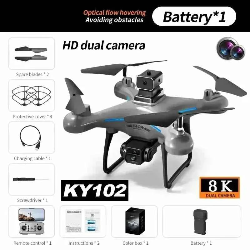 KY102 8K Drone with Dual Camera - Professional 360° Quadcopter, Obstacle Avoidance & Optical Flow Technology - Value Vault Club