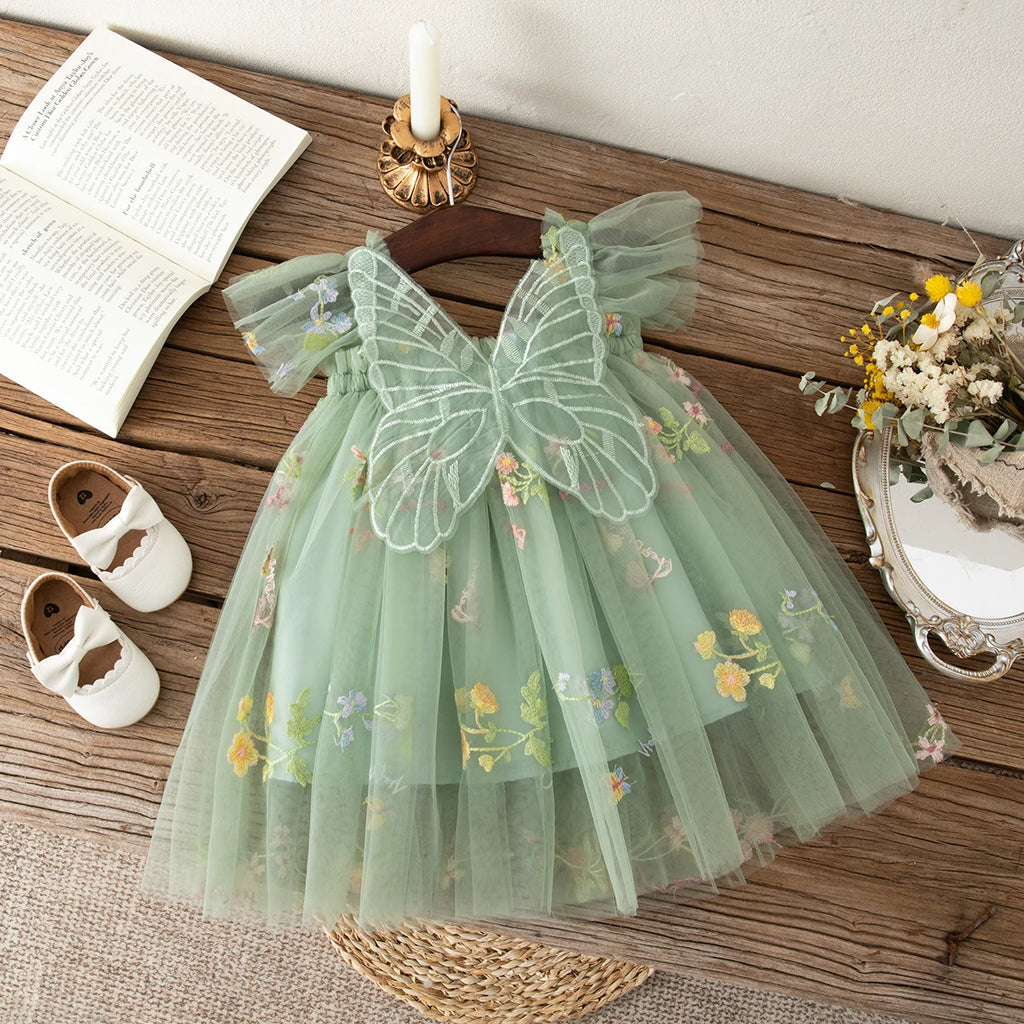 Girls' Dress Summer Floral Mesh Baby Girls Dress Adorable Wedding Flower Girl Dress Baby Girl Clothe
