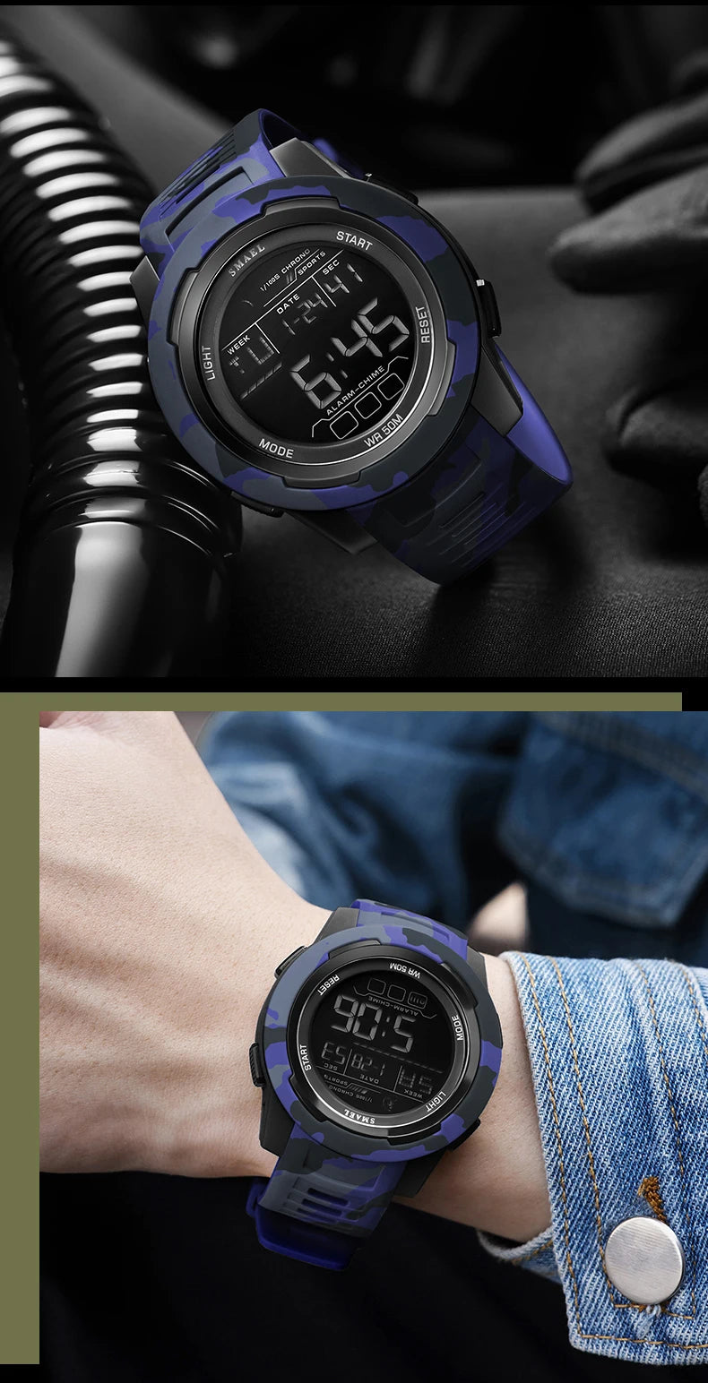 New SMAEL 8105 Watches Camo Strap Military Sport Watch for Men Clock Fashion Digital Wristwatch Waterproof Shockproof Watches