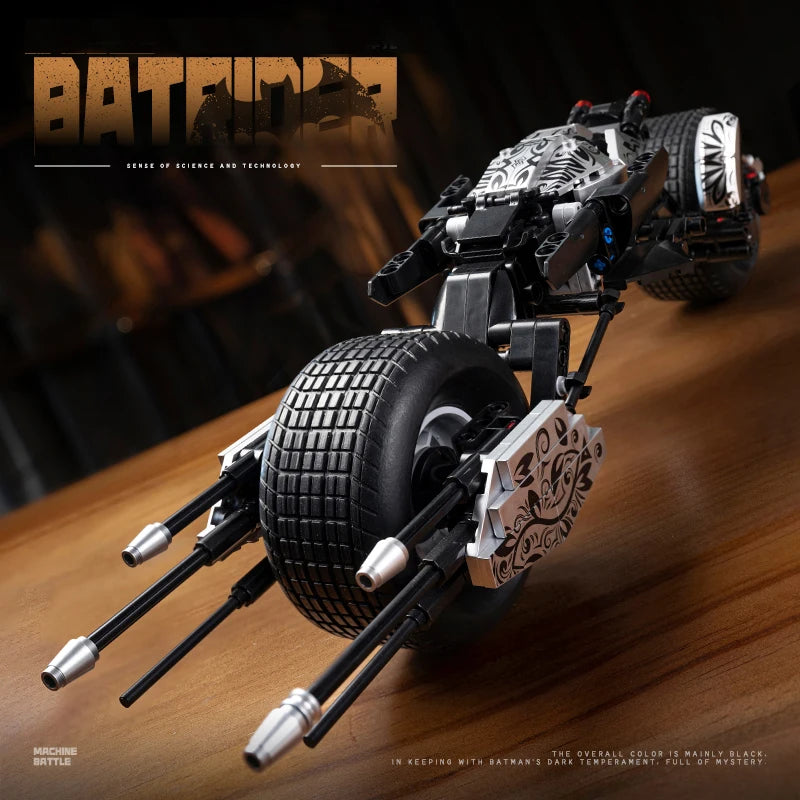 Bat Motorcycle MOC Building Blocks Superheroes Dark Knight Vehicle Birthday Gifts Cool Ornaments Creative Bricks Assembly Toys