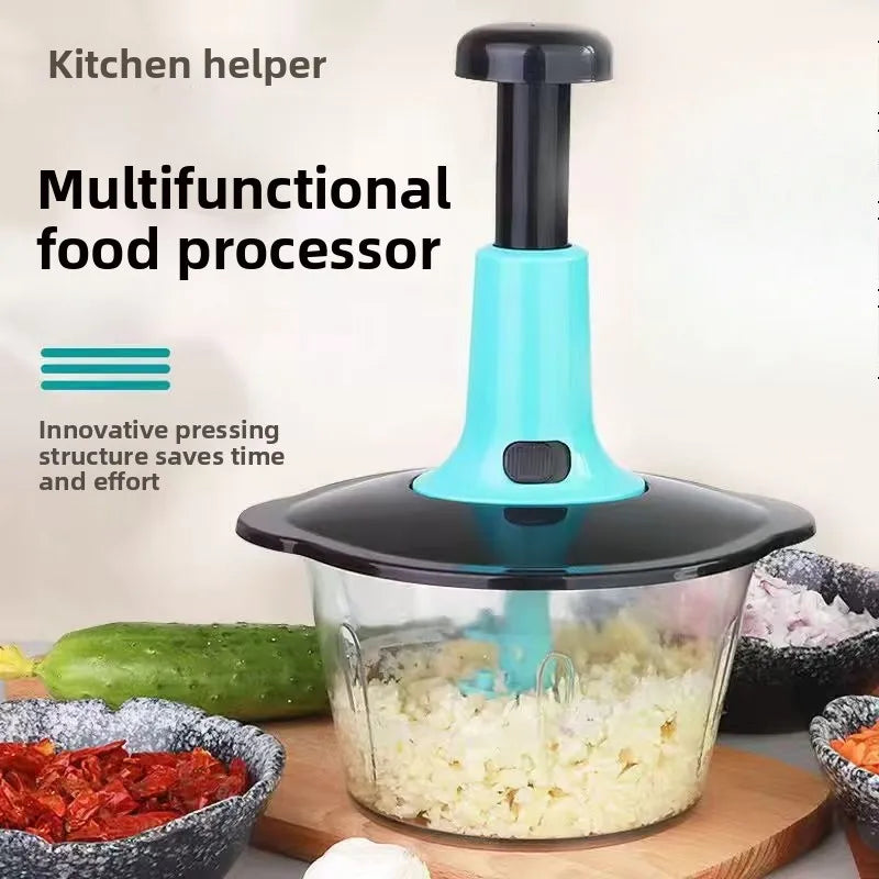 Handheld Vegetable Chopper Multifunction Kitchen Tool for Garlic Ginger Mincing Dicing Slicing with Large Capacity Container