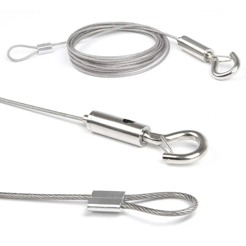 Adjustable Automatic Wire Rope Spring Hook Clothesline Picture Hanging Solution System Suspension Code Stainless Steel Cable