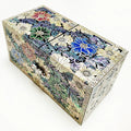 Mother of Pearl Travel Lacquer Wood Drawer Jewelry Ring Earrings Chest Box Case Sea Shell Inlaid Wooden Cube Jewelry Organizer