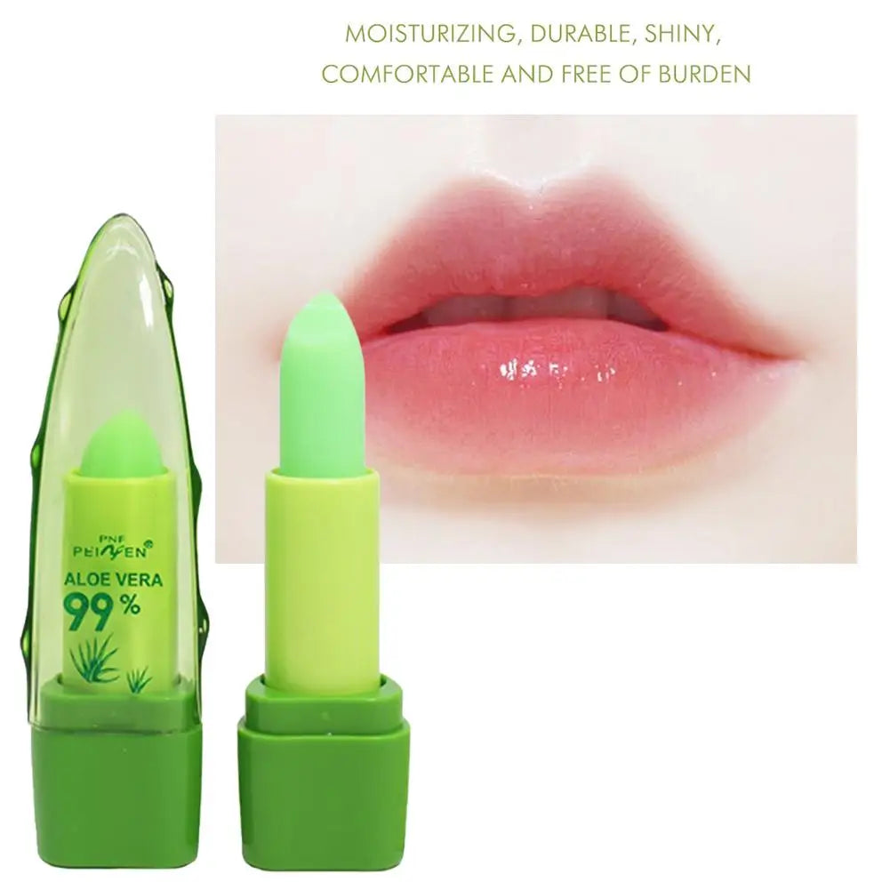 2pcs Aloe Vera Lipstick,Long Lasting Lip Care Nutritious Plumper Lip Balm,Moisturizer Color Changing Jelly Lip Gloss Makeup
