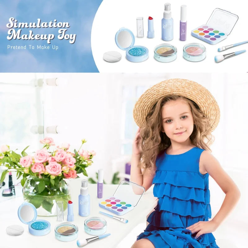 Kids Pretend Makeup Play Set for Ages 3-6 Girls, Children's Cosmetic Simulation Toy Kit, Fashion Styling Beauty Set For Girls