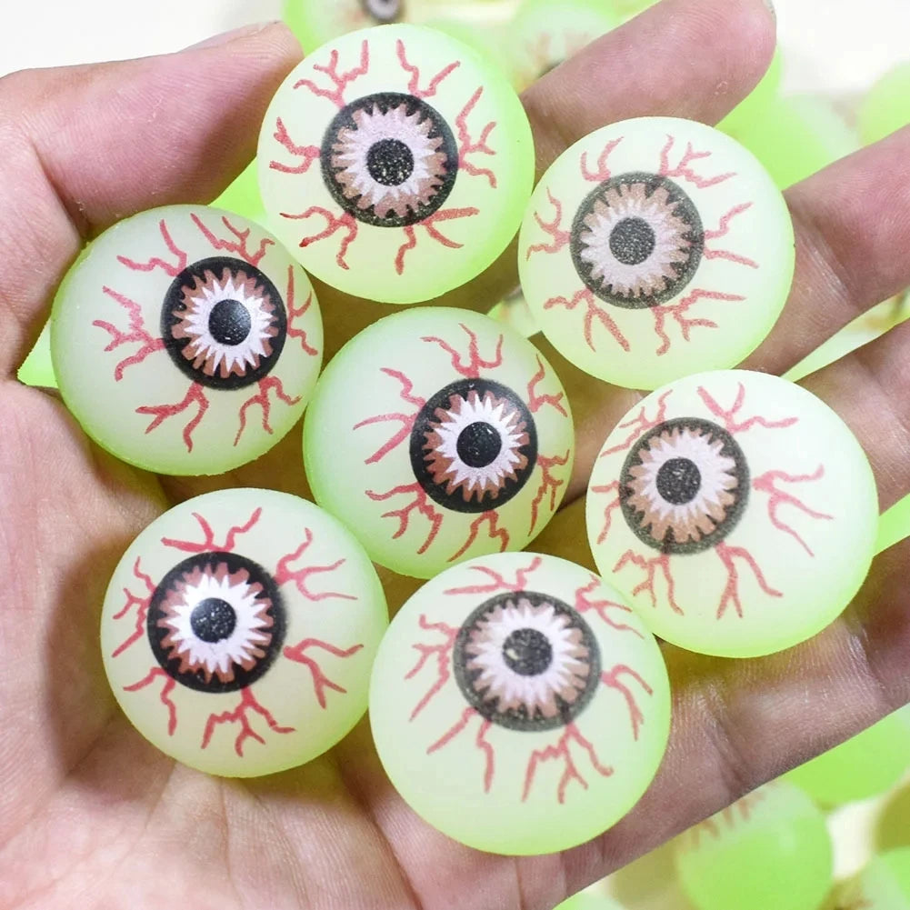 10/20Pcs Glow in The Dark Eyeball 32MM Bouncy Ball Halloween Supplies Toys Horror Luminous Scary Ball Kids Toys Gift