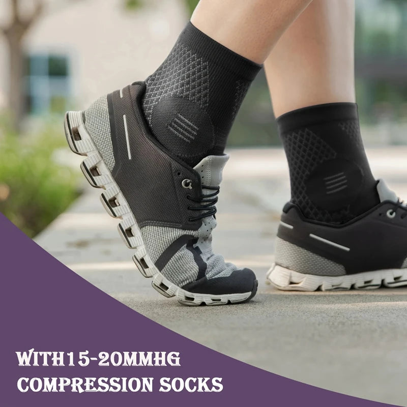 1Pair Ankle Compression Socks,Compression Foot Sleeves with Arch And Ankle Support,Open-Toe Design Neuropathy Socks