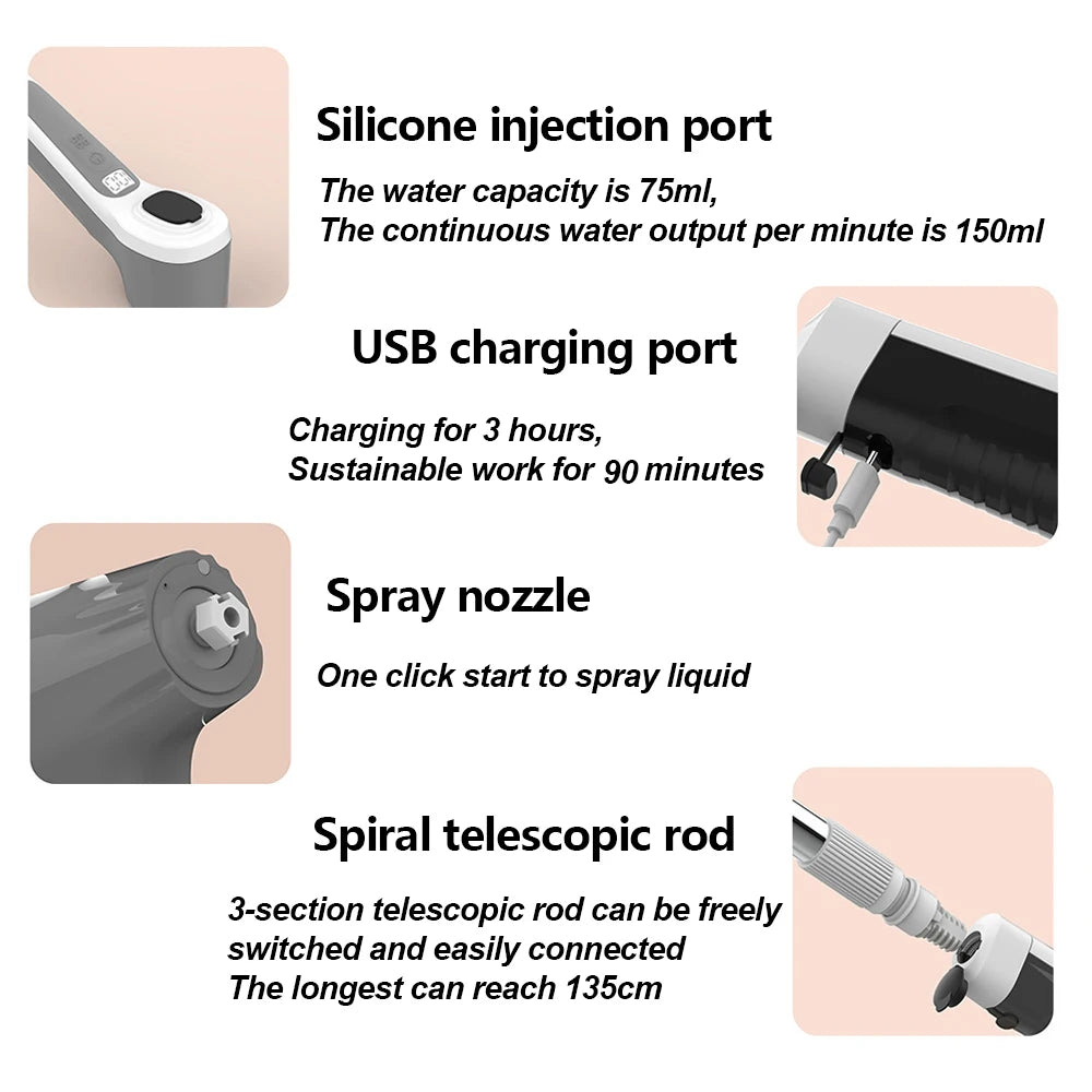 Electric Spin Scrubber IP68 Waterproof Wireless Cleaning Brush 2 speeds Adjustable Extend Handle Ground Kitchen Mult Home Tool