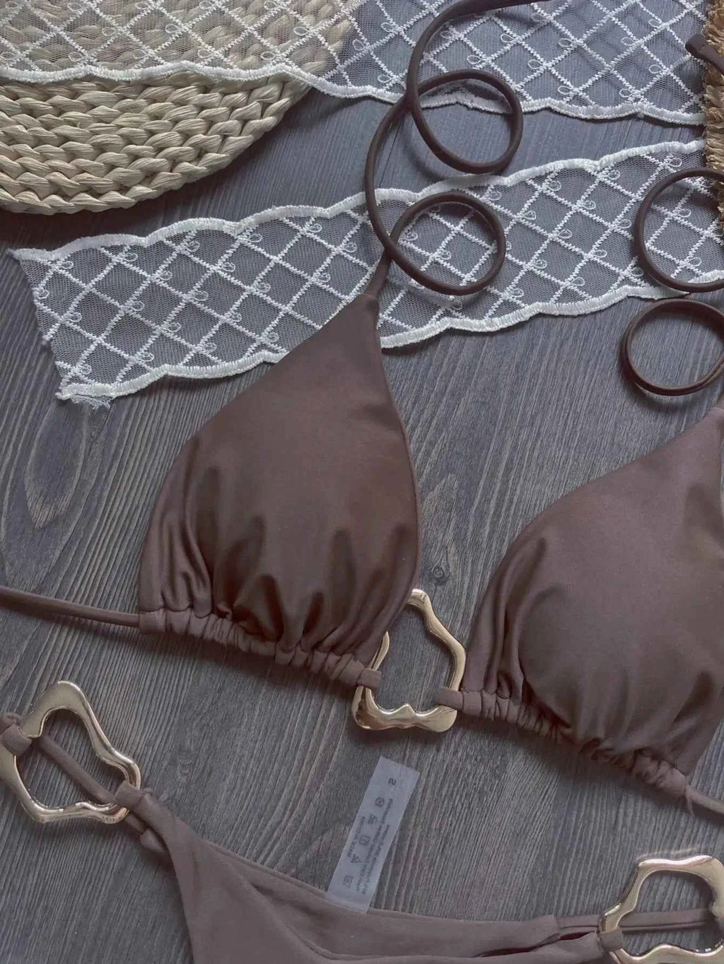 New Sexy Bikini Solid Color Lace-up Split Two-piece Swimsuit for Women