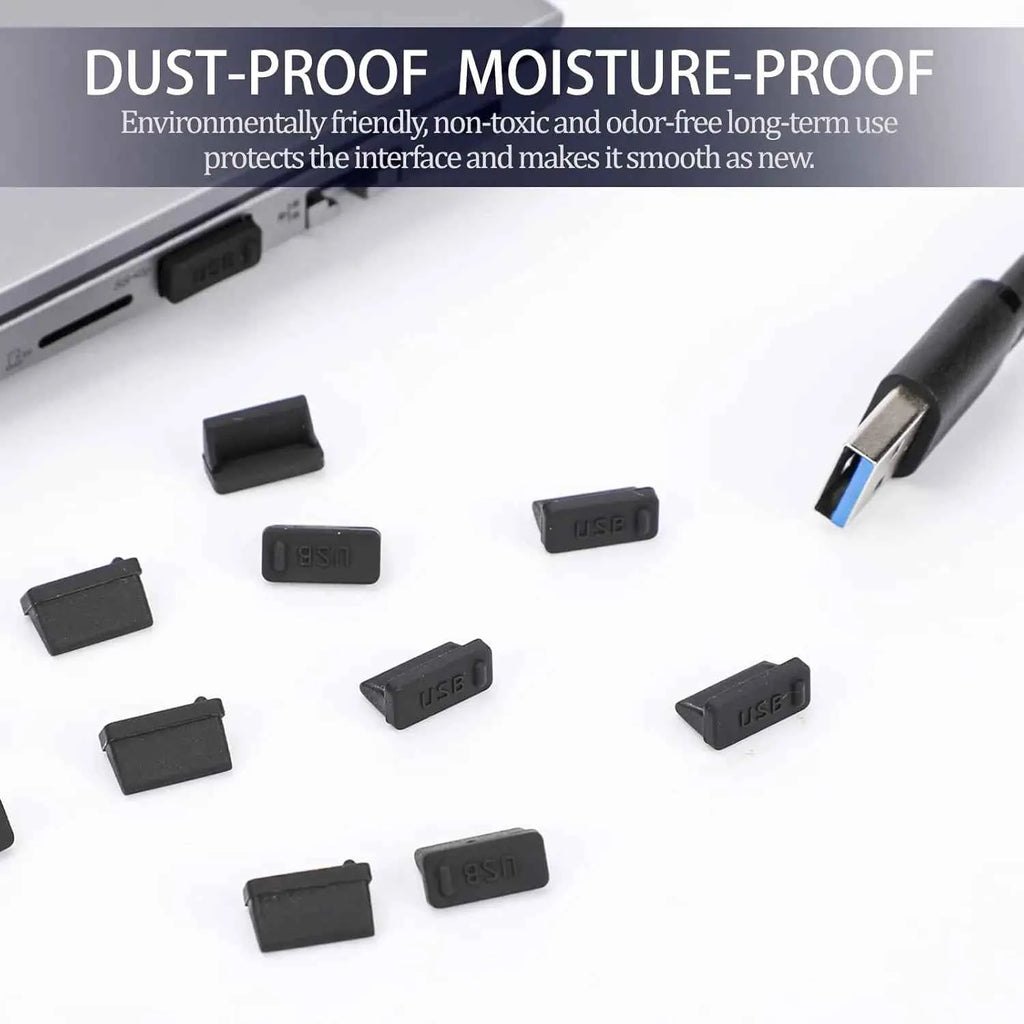 Dust Plug for USB -A Charger Port Cover Cap Female Jack Universal Silicone Dustproof USB-A Ports Protector PC Notebook Laptop