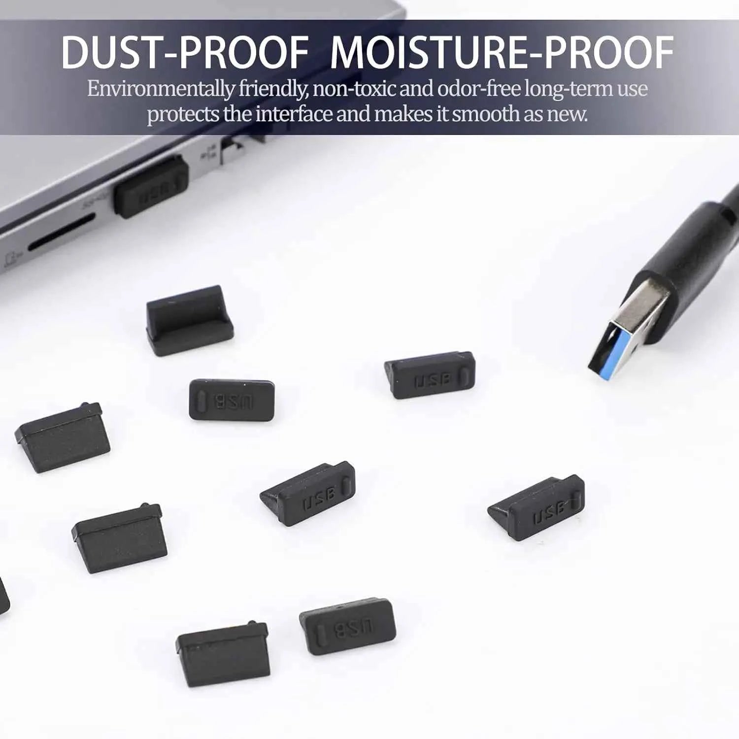 Dust Plug for USB -A Charger Port Cover Cap Female Jack Universal Silicone Dustproof USB-A Ports Protector PC Notebook Laptop