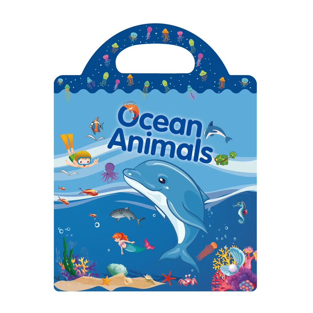 Kids Reusable Sticker Book Multiple Scenarios Cartoon DIY Puzzle Educational Cognition Learning Toys for Child Age 2-4 Gift