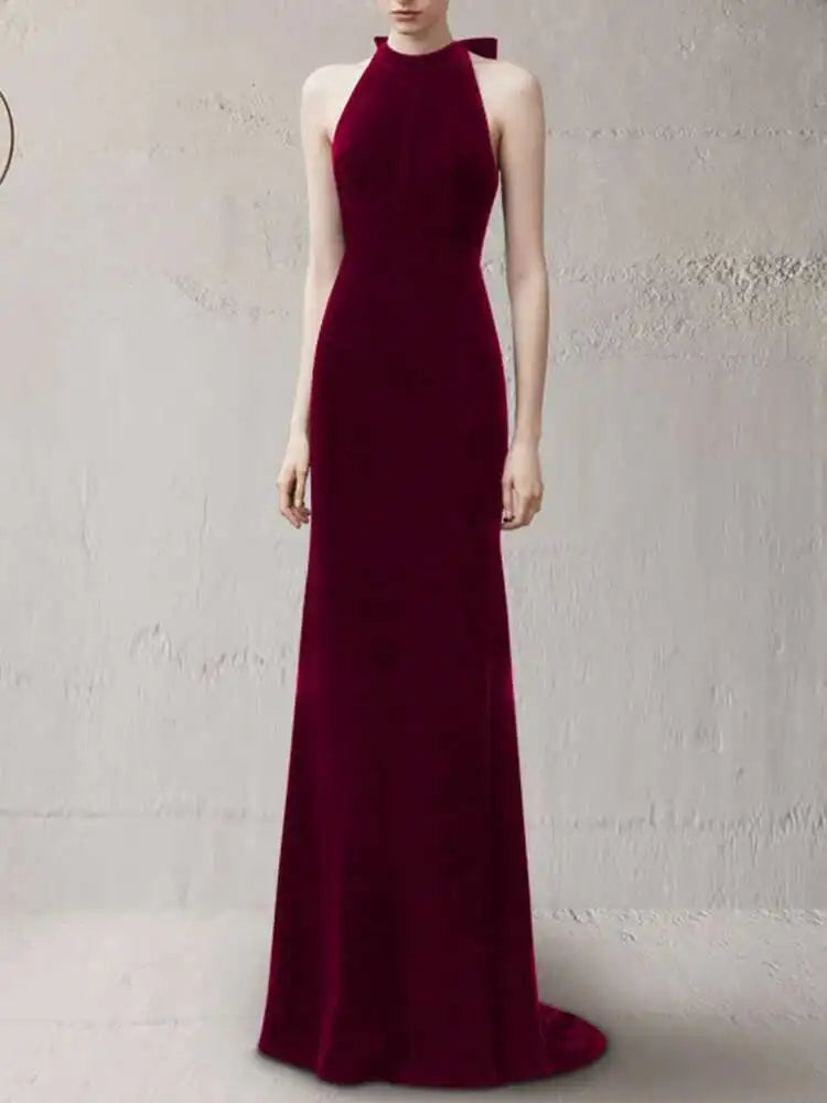 DEAT Elegant Dress Bowknot Ribbon Backless Zip Sleeveless Mermaid Women's Evening Party Dresses 2026 Spring New Fashion 35Z1299