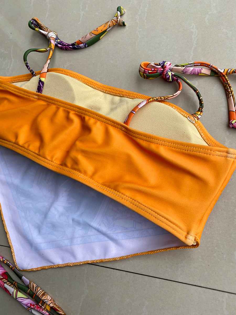 Sexy Printed Crop Top Brazilian Bikini Women Bandeau Swimwear Female Swimsuit Two-pieces Bikini Set Bathing Suit Swim Beachwear