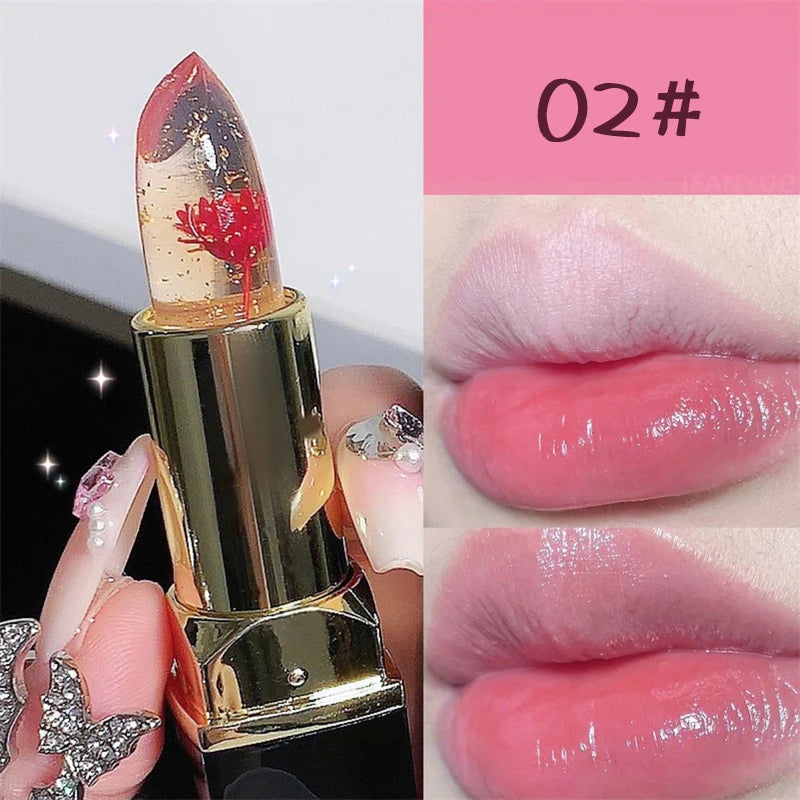 Moisturizing Flower Transparent Lipstick Temperature Color Changing Lip Balm Long Lasting Jelly Lipstick Lips Care Makeup 1pc