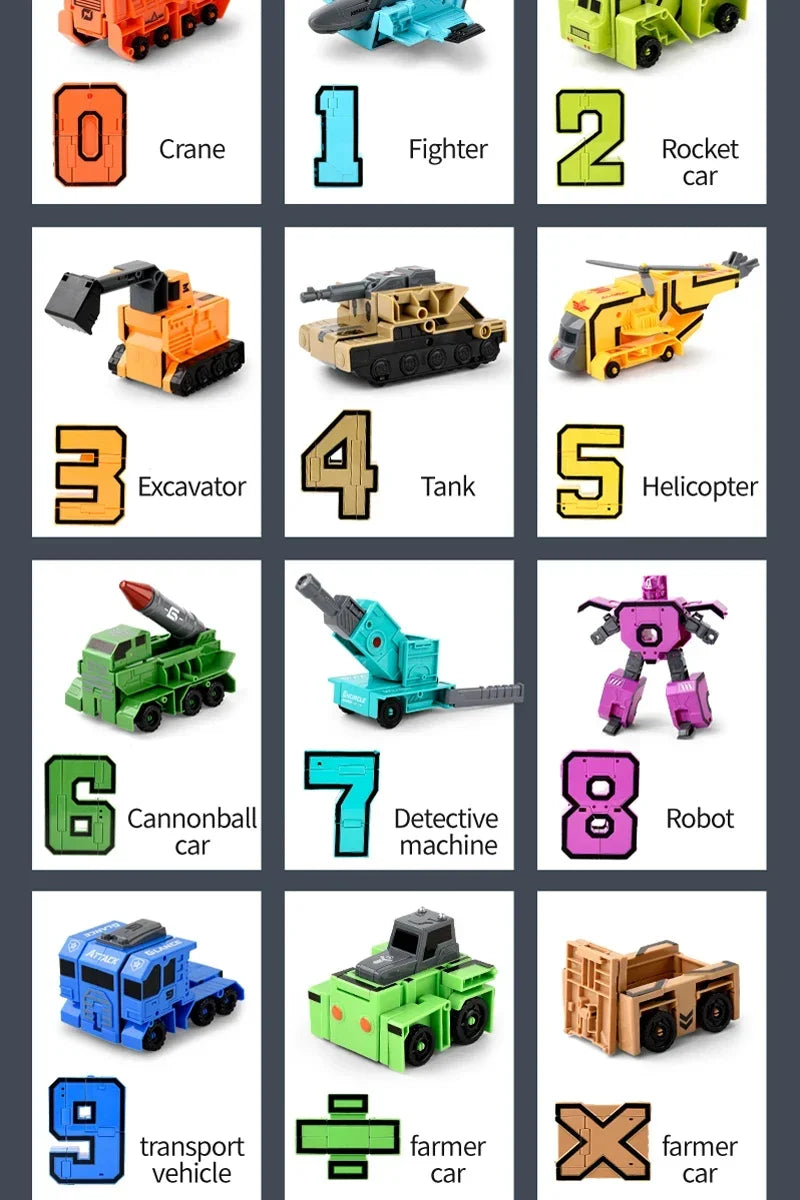 Kids Educational Deformation Toys: Digital Number Bots & Tank Warrior Transformation Robots