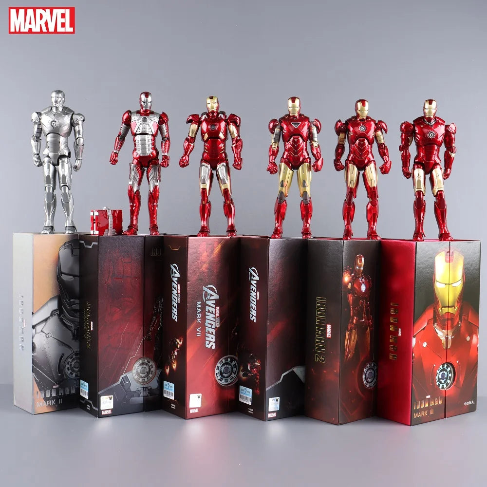 ZD Toys LED Light Iron Man MK1 MK2 MK3 MK4 MK5 MK6 MK7 MK43 MK50 7" Movie Action Figure Tony Stark Legends Toys