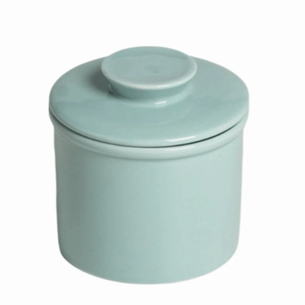 Kitchen Gadgets Ceramic French Butter Crock with Lid Solid Color Butter Cup Sealed Household Butter Jar Cheese