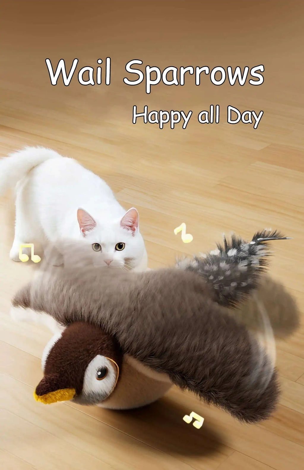 Flying Bird Cat Toy Interactive Cat Toys Rechargeable Chirping Flapping Bird(no Flying) Can Add Catnip Touch Activated Plush Toy