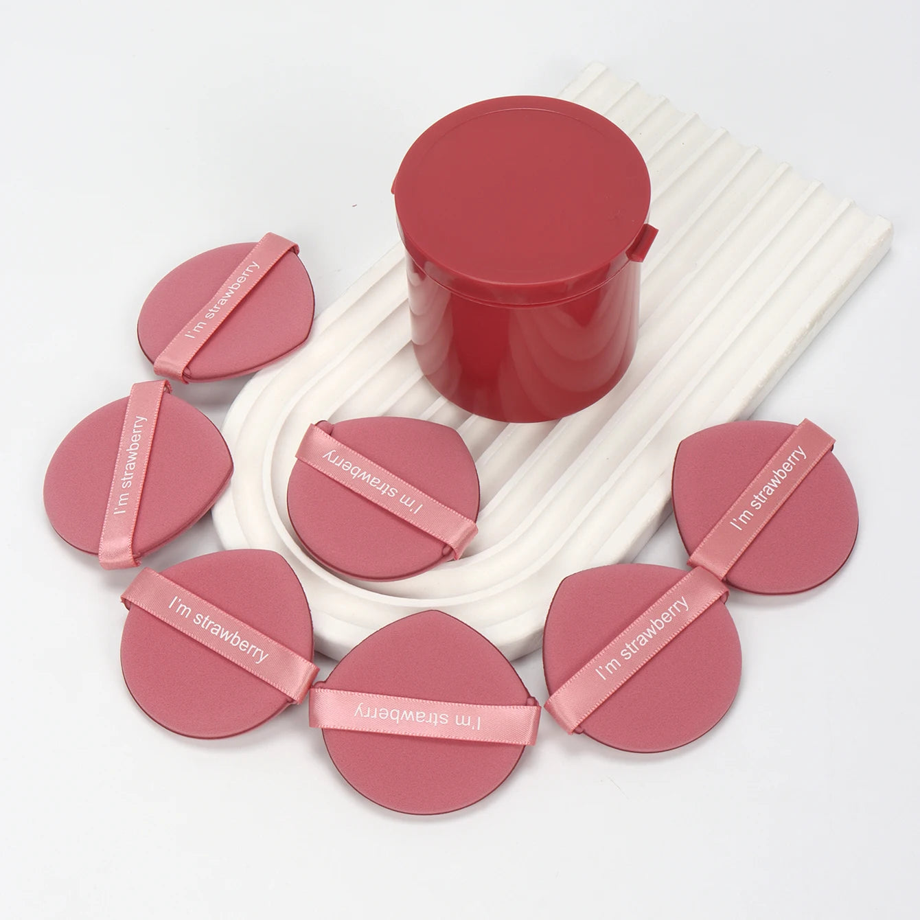 Karsyngirl 7Pcs/Box Strawberry Cosmetic Puff Set Double Side Women Soft Makeup Sponge Beauty Make up Powder Tools