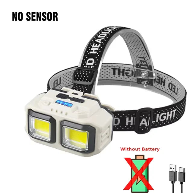 Powerful COB Headlamp Torch USB Rechargeable Flashlight Headlight Waterproof Head Light Camping Fishing Mining Light Lamp Torch