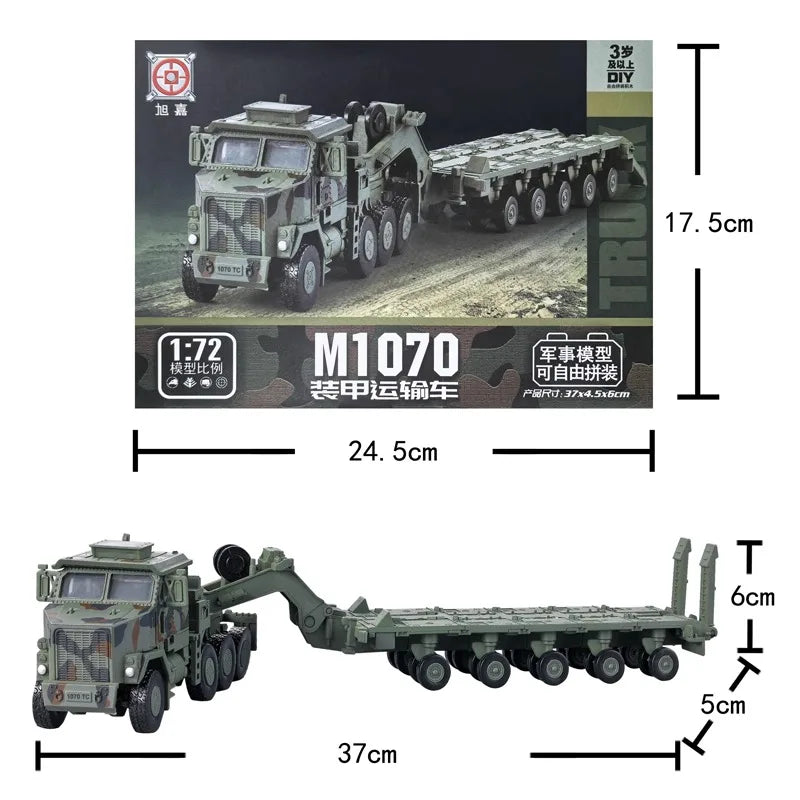 1:72 Creative Military Series Building Blocks Armored Transport Vehicle Green/Yellow M-Track Model Toys For Kids Christmas Gifts