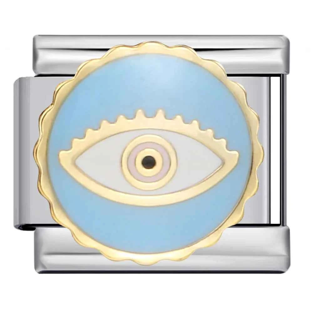 New Arrivals Y2K Classic Blue Loving Heart Demon's Eye Starry Sky Italian Link Fit 9mm Stainless Steel Charm Bracelet DIY Making