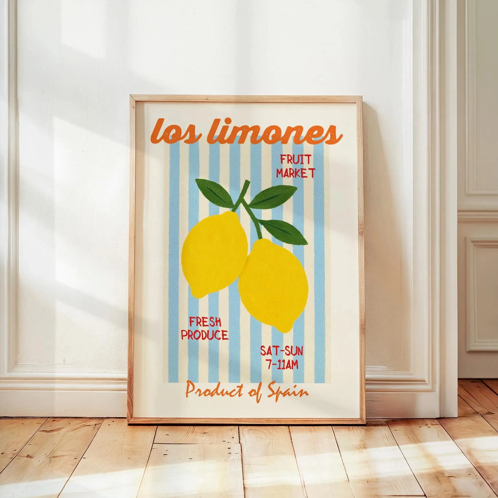 Retro Limon Cello Lemon Fruit Canvas Print Positano Lemon Strawberry Fruit Market Poster for Modern Bedroom Kitchen Home Decor