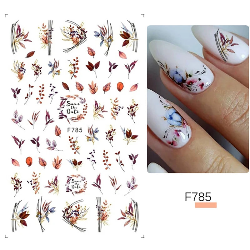 3D Dandelion Peach Blossom Maple Leaf Nail Sticker Nail Art Decoration Color Flower Nail Decal Nail Art Supplies Nail Parts