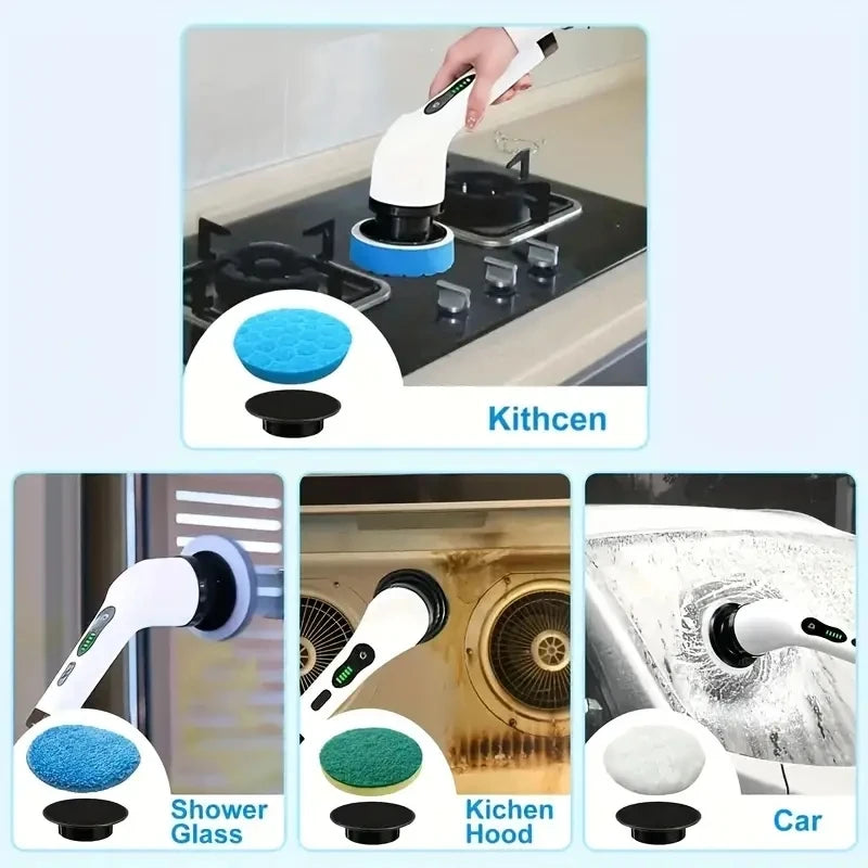 Electric Spin Scrubber Cleaning Set With Extension Handle