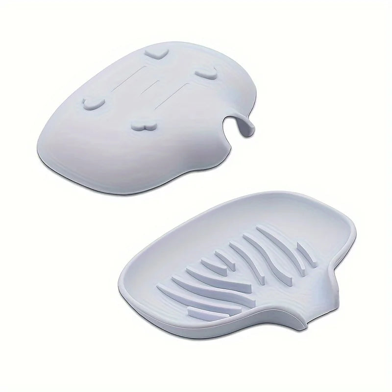 Gray Color Silicone Soap Dish for Bathroom Sink with Drainage Design
