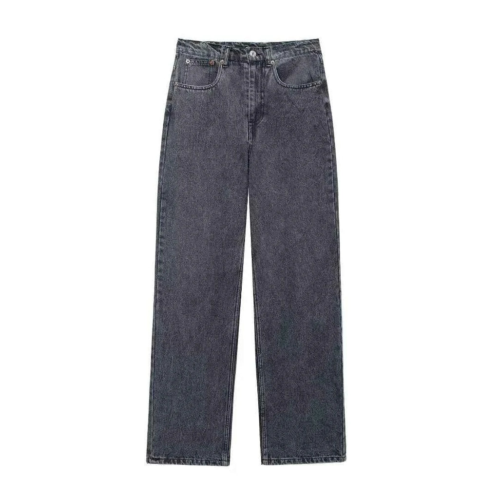 HH 2024 Women's Street Fashion Denim Blue Jeans Distressed Patchwork High Waist Zipper Fly Ripped Retro Long Pants
