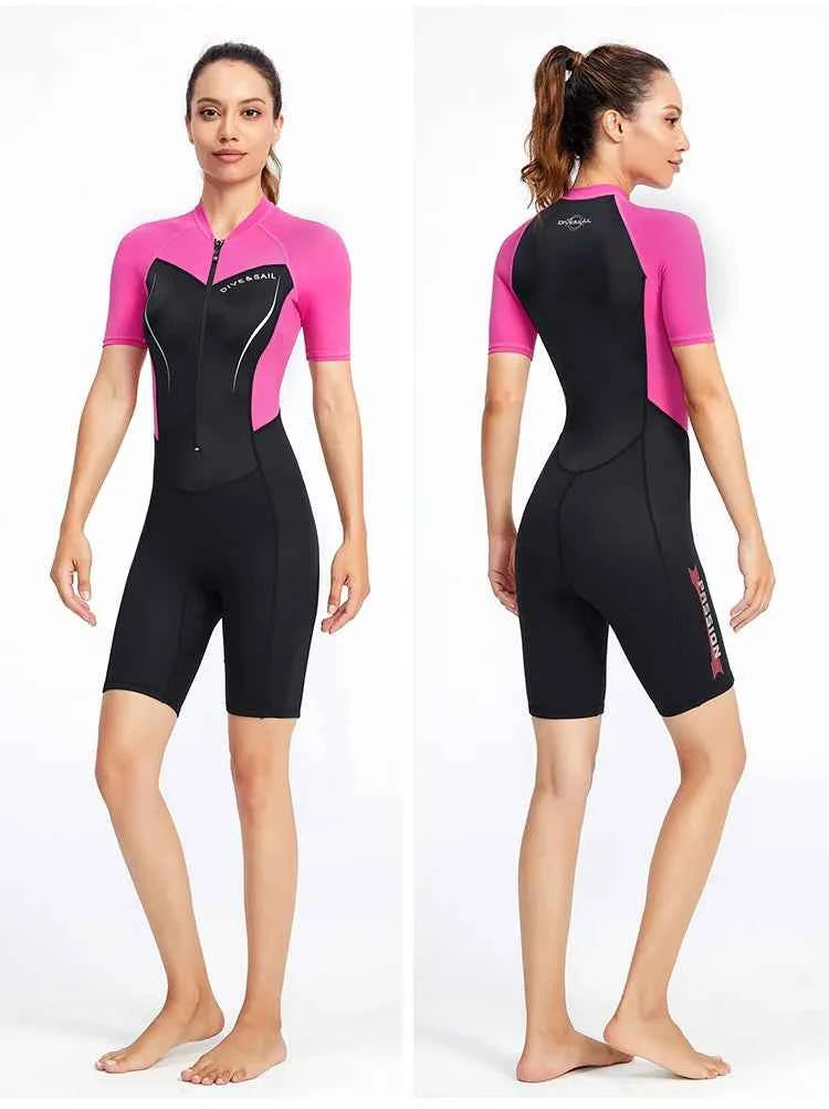 Men Women New Couple Diving Suit One-piece Sunscreen Swimsuit Short-sleeved Shorts 1.5mm Snorkeling Surfing Warm Shorty Wetsuit