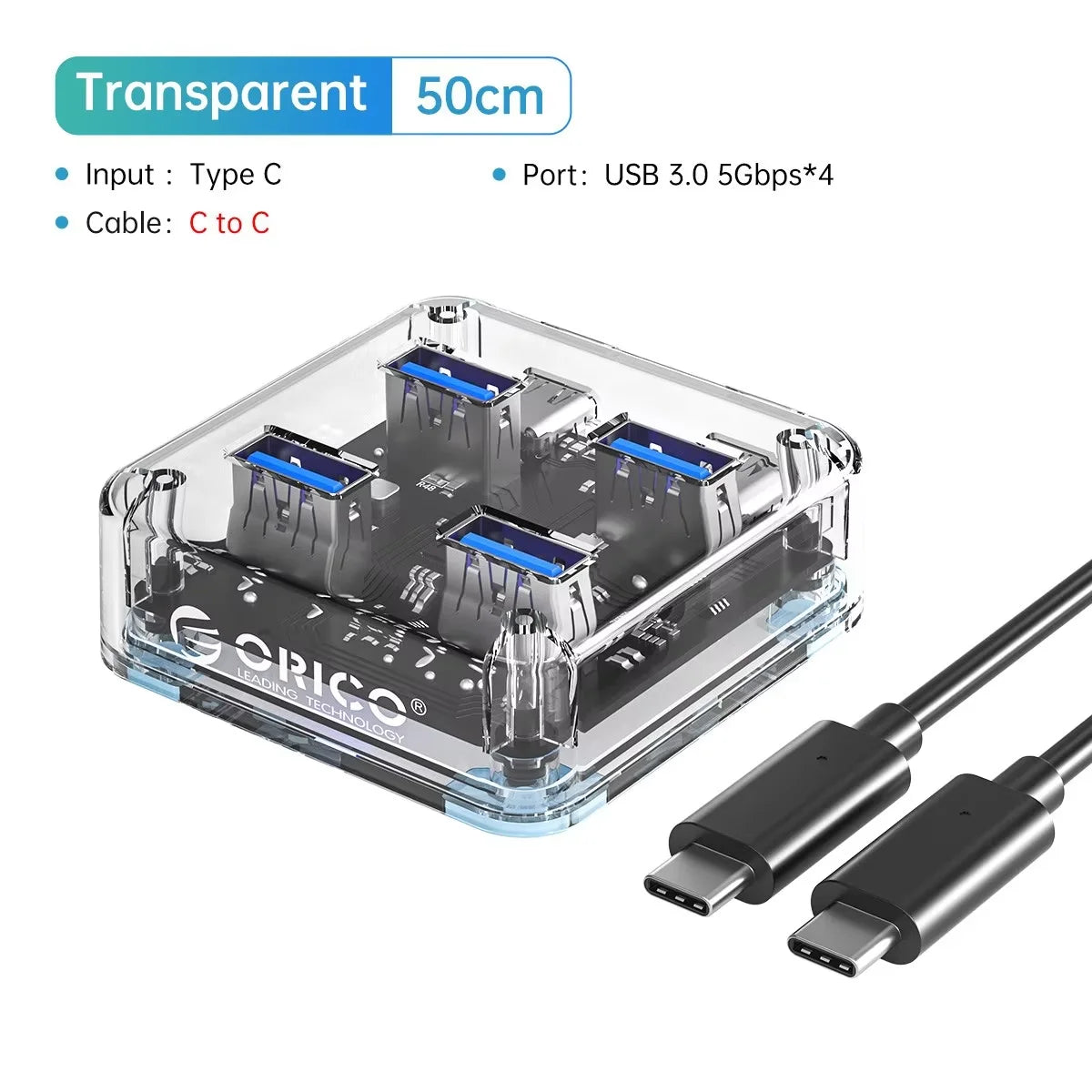 Concentrateur répartiteur USB 3.2 multi 4 ports ORICO 10 Gbit/s avec station d'accueil à fentes USB A et USB C, adaptateur multiple USB3.0, prolongateur pour ordinateur portable et PC