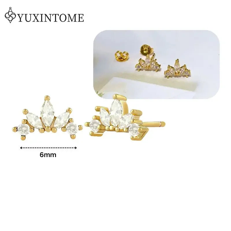 Women's 925 Sterling Silver Ear Needle Crystal Zircon Water Droplets Stud Hoop Gold Huggie Earrings Premium Luxury Party Jewelry