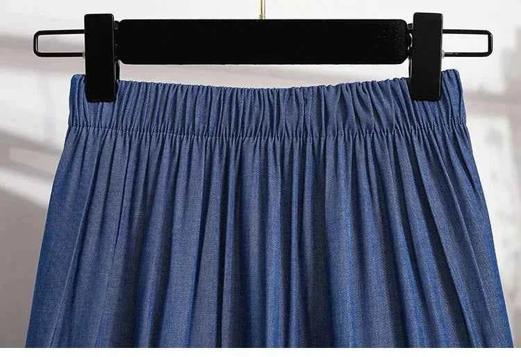 Spring Summer Women Skirts Vintage High Waist Elastic Patchwork White Black Chic Long Cake A-line Skirt