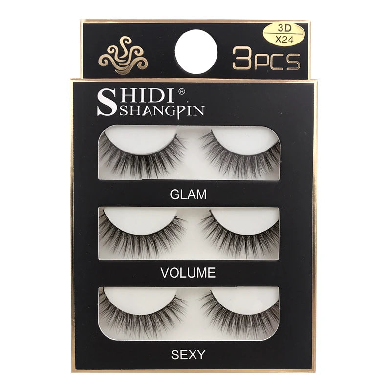 SHIDISHANGPIN 3 pairs 27 styles 3D Faux Mink Hair Soft False Eyelashes Fluffy Wispy Thick Fake Lash Handmade Eyelash Eye Makeup