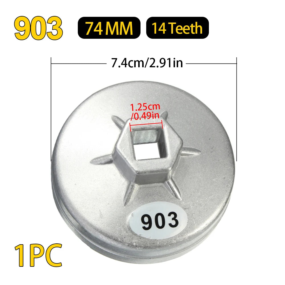 Auto Oil Filter Socket Wrench 903 74MM Aluminum General Purpose 14 Auto Filter Removal Tool Auto Repair Accessories Tool