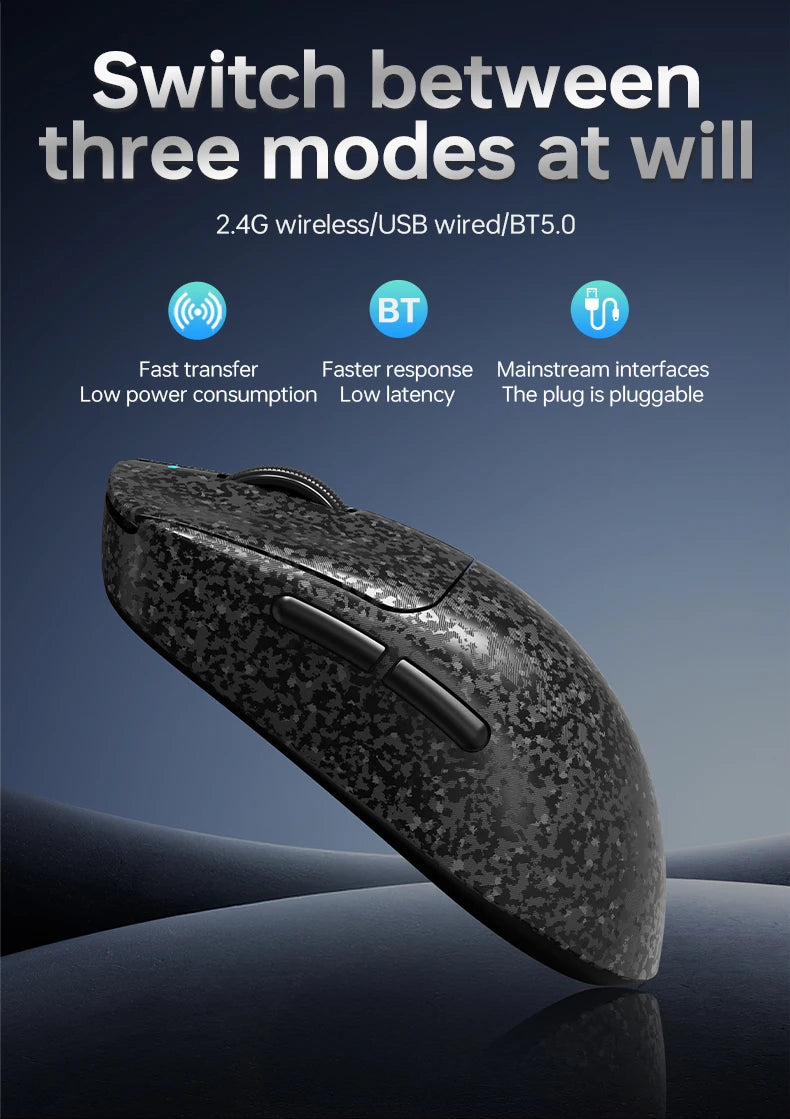 AJAZZ AJ199/AI Three-Mode Gaming Mouse 24000DPI/PAW3311 Sensor/Carbon Fiber Ultra-Thin Design /2.4G+ Bluetooth 5.0+ Wired Mouse