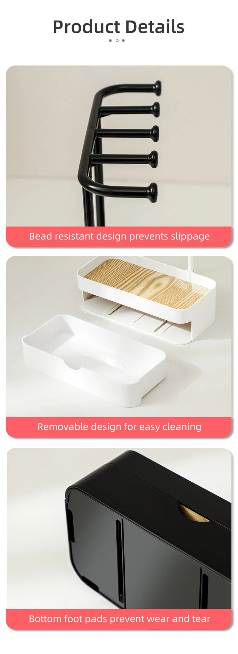 Jewelry Organizer Display Stand Rack With Wooden Tray For Earrings Bracelet Necklaces Rings Storage Hanging Organizer Holder