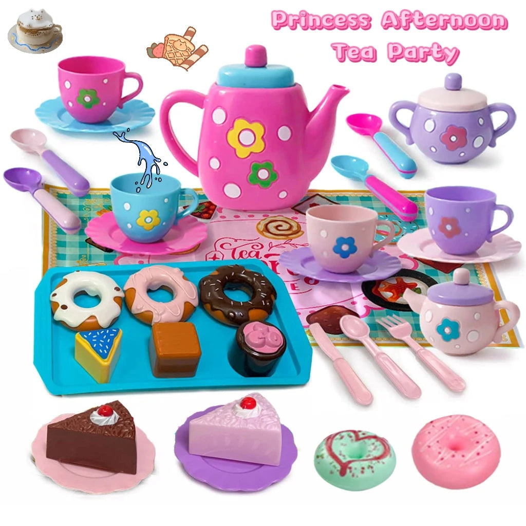 Tea set for girls, tea party set, tea set for kids including kettle, cookies, food for kids, gifts for boys and girls