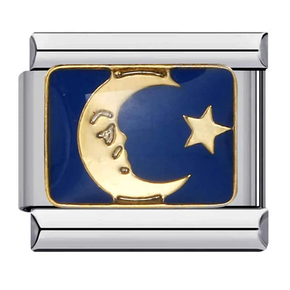 New Arrivals Y2K Classic Blue Loving Heart Demon's Eye Starry Sky Italian Link Fit 9mm Stainless Steel Charm Bracelet DIY Making