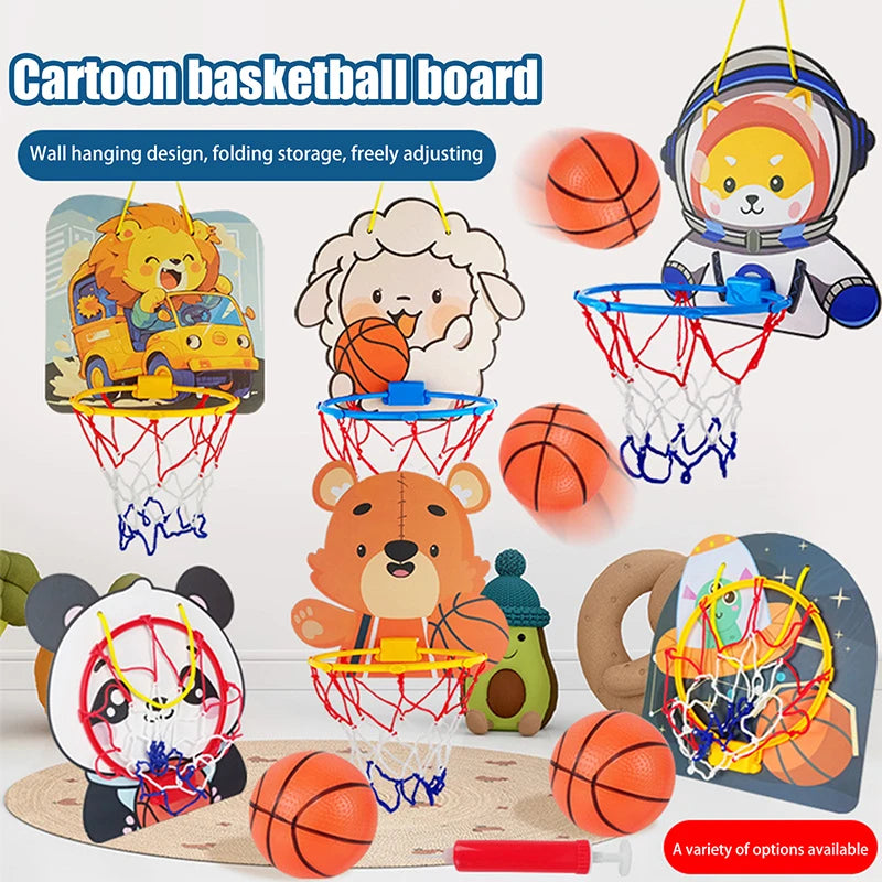 Kids Adjustable Basketball Stands Cartoon Animals Shape Shooting Basket Indoor Outdoor Sport Board Game Children Toys